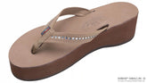 Six Layer Leather Wedge - 3/4" Strap with Crystals