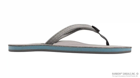 Signature Series -  Women's Single Layer Premier Grey Leather Lt. Blue Midsole 1/2" Narrow Strap