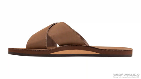 Premier Leather Top Sole Single Layer Arch Cross Strap Flat Stitch Slide