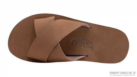 Premier Leather Top Sole Single Layer Arch Cross Strap Flat Stitch Slide