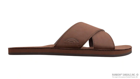 Premier Leather Top Sole Single Layer Arch Cross Strap Flat Stitch Slide