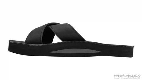 Premier Leather Top Sole Single Layer Arch Cross Strap Flat Stitch Slide