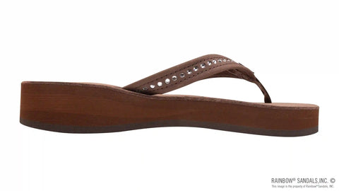 Four Layer Leather Wedge - 3/4" Strap with Crystals