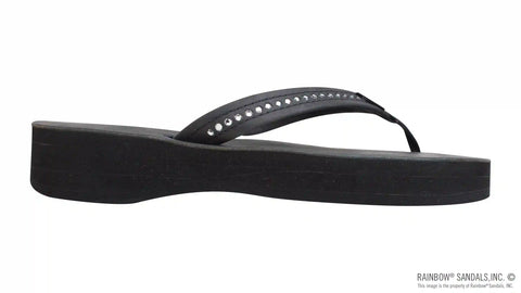 Four Layer Leather Wedge - 3/4" Strap with Crystals