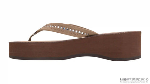 Six Layer Leather Wedge - 3/4" Strap with Crystals