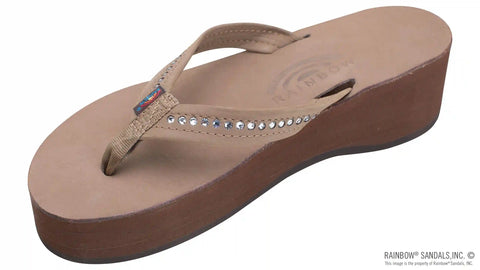 Six Layer Leather Wedge - 3/4" Strap with Crystals