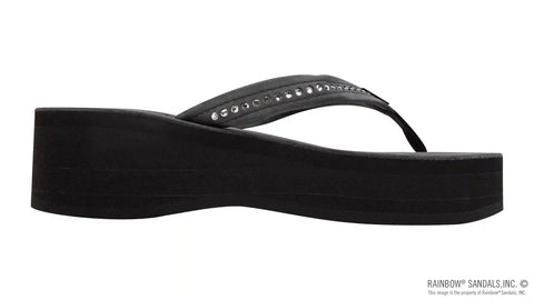 Six Layer Leather Wedge - 3/4" Strap with Crystals