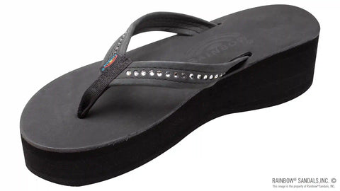 Six Layer Leather Wedge - 3/4" Strap with Crystals