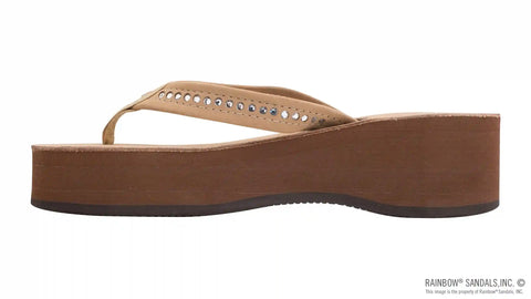 Six Layer Leather Wedge - 3/4" Strap with Crystals