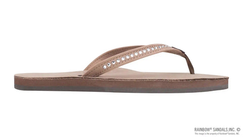 Crystal Collection - Single Layer Arch Support Leather 1/2" Narrow Strap with Crystals