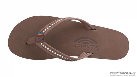 Crystal Collection - Single Layer Arch Support Leather 1/2" Narrow Strap with Crystals