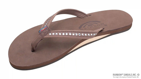 Crystal Collection - Single Layer Arch Support Leather 1/2" Narrow Strap with Crystals