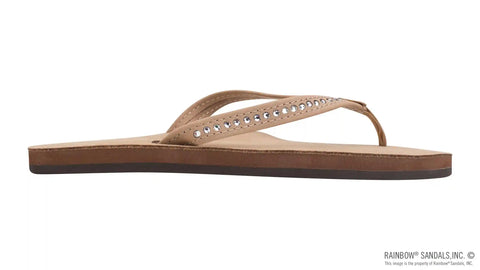 Crystal Collection - Single Layer Arch Support Leather 1/2" Narrow Strap with Crystals