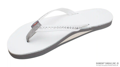 Crystal Collection - Single Layer Arch Support Leather 1/2" Narrow Strap with Crystals