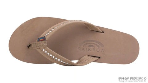 Crystal Collection - Double Layer Arch Support Leather 3/4" Medium Strap w/ Crystals