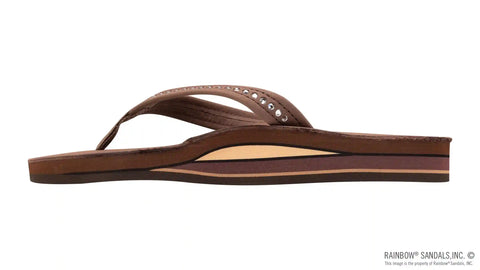 Crystal Collection - Double Layer Arch Support Leather 3/4" Medium Strap w/ Crystals