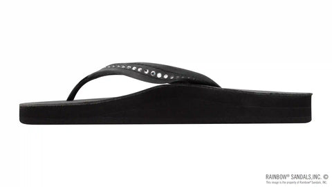Crystal Collection - Double Layer Arch Support Leather 3/4" Medium Strap w/ Crystals
