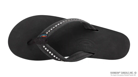 Crystal Collection - Double Layer Arch Support Leather 3/4" Medium Strap w/ Crystals