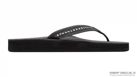 Crystal Collection - Double Layer Arch Support Leather 3/4" Medium Strap w/ Crystals