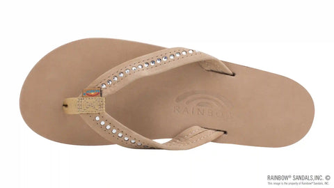 Crystal Collection - Double Layer Arch Support Leather 3/4" Medium Strap w/ Crystals