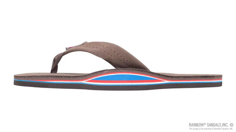 The Americana -Men's Single layer Premier Leather  Red White & Blue Mid Sole