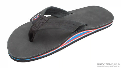 The Americana - Men's Single layer Premier  Leather Red White & Blue Mid Sole