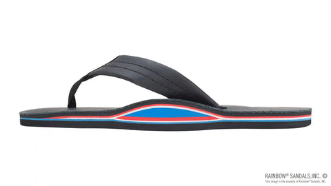 The Americana - Women's Single Layer Classic Leather Red White & Blue Mid Sole with a 1" Strap