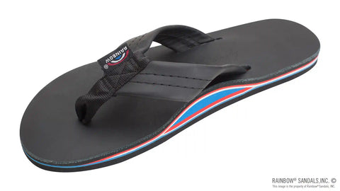 The Americana - Women's Single Layer Classic Leather Red White & Blue Mid Sole with a 1" Strap