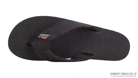 The Rastafarian - Single Layer Black Hemp with Rasta Mid Sole and 1" Strap