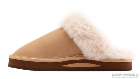 Sunset Snugs - Leather, Fleece Lined Slipper Single Layer Arch